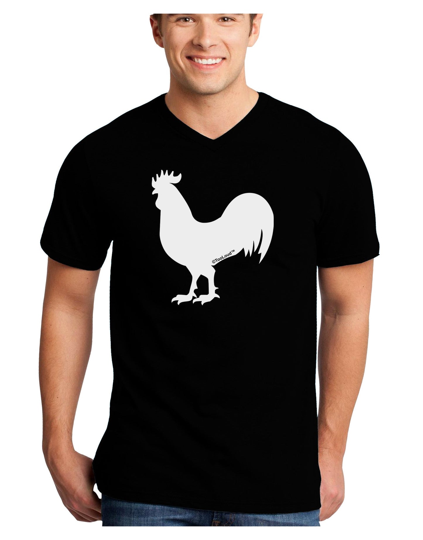 Rooster Silhouette Design Adult Dark V-Neck T-Shirt-Mens V-Neck T-Shirt-TooLoud-Black-Small-Davson Sales