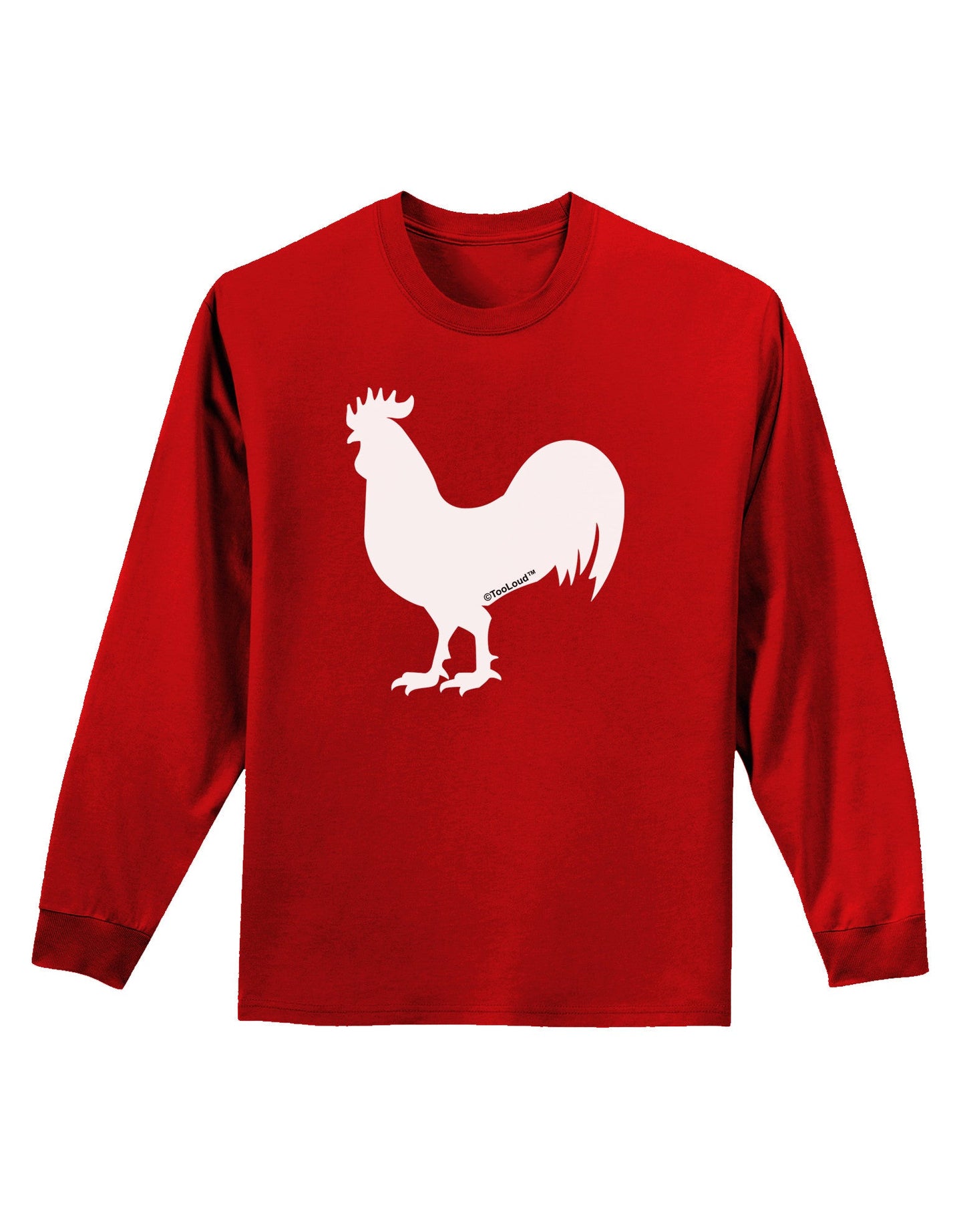 Rooster Silhouette Design Adult Long Sleeve Dark T-Shirt-TooLoud-Red-Small-Davson Sales