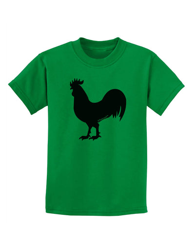 Rooster Silhouette Design Childrens T-Shirt-Childrens T-Shirt-TooLoud-Kelly-Green-X-Small-Davson Sales