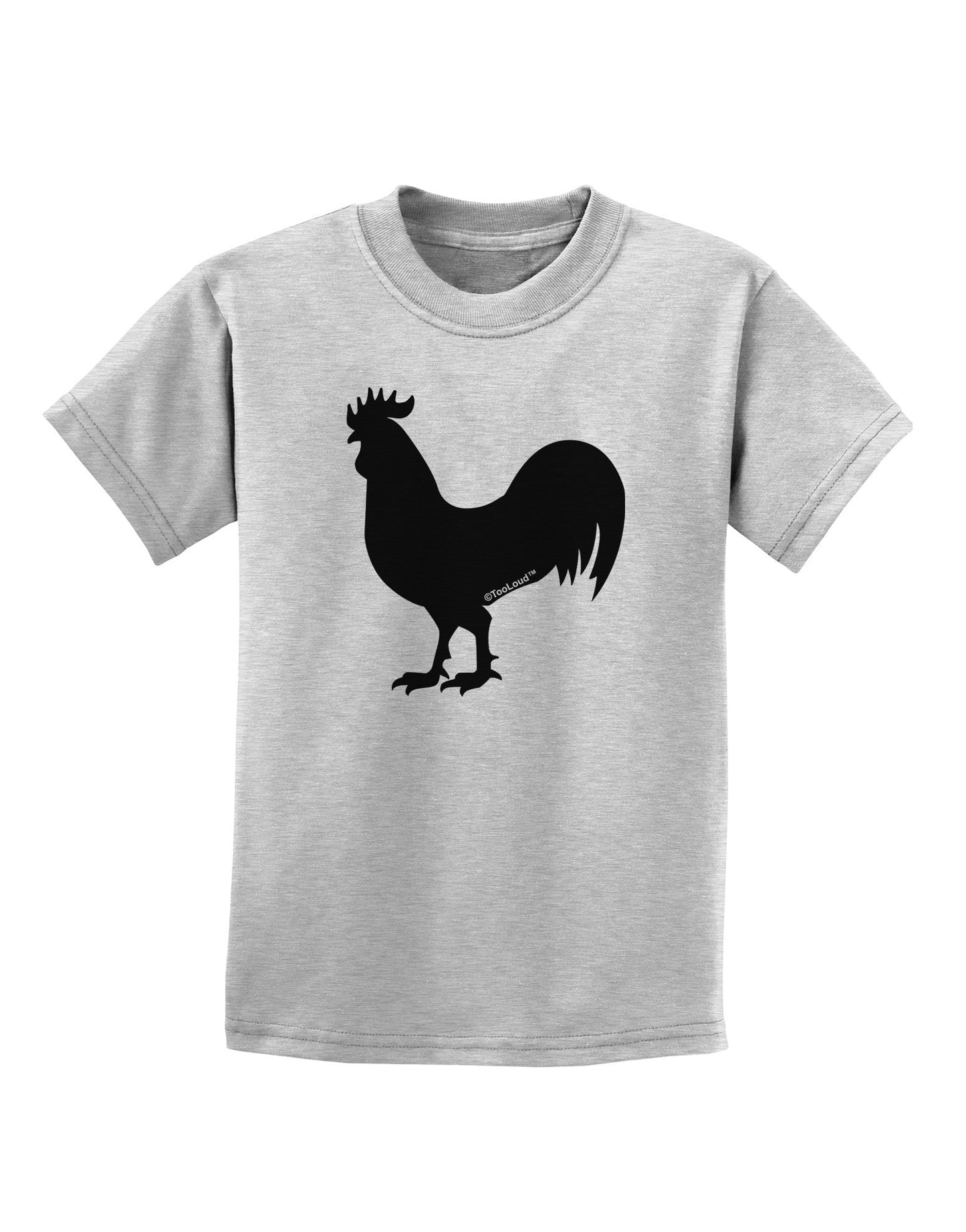 Rooster Silhouette Design Childrens T-Shirt-Childrens T-Shirt-TooLoud-AshGray-X-Small-Davson Sales