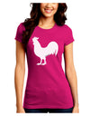 Rooster Silhouette Design Juniors Crew Dark T-Shirt-T-Shirts Juniors Tops-TooLoud-Hot-Pink-Juniors Fitted Small-Davson Sales