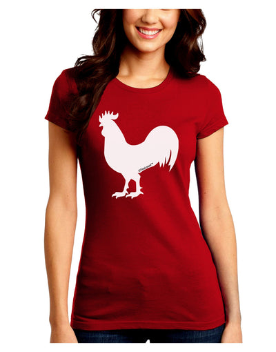 Rooster Silhouette Design Juniors Crew Dark T-Shirt-T-Shirts Juniors Tops-TooLoud-Red-Juniors Fitted Small-Davson Sales