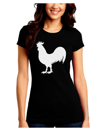 Rooster Silhouette Design Juniors Crew Dark T-Shirt-T-Shirts Juniors Tops-TooLoud-Black-Juniors Fitted Small-Davson Sales