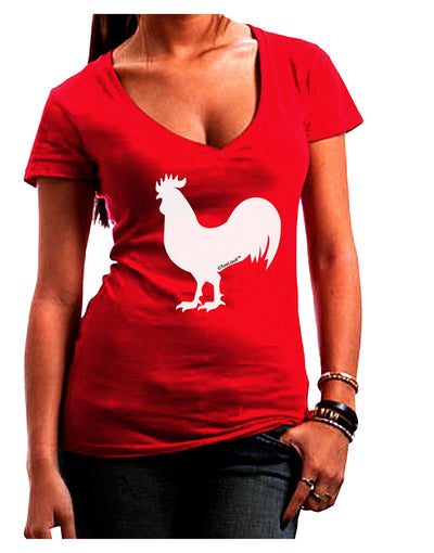 Rooster Silhouette Design Juniors V-Neck Dark T-Shirt-Womens V-Neck T-Shirts-TooLoud-Red-Juniors Fitted Small-Davson Sales