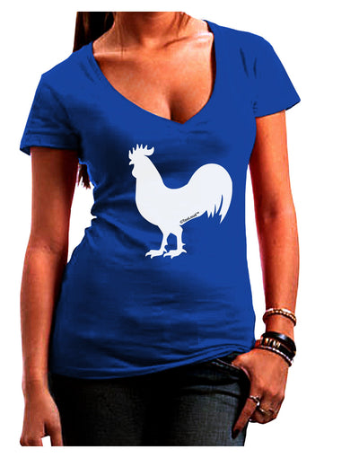 Rooster Silhouette Design Juniors V-Neck Dark T-Shirt-Womens V-Neck T-Shirts-TooLoud-Royal-Blue-Juniors Fitted Small-Davson Sales