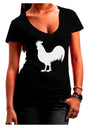 Rooster Silhouette Design Juniors V-Neck Dark T-Shirt-Womens V-Neck T-Shirts-TooLoud-Black-Juniors Fitted Small-Davson Sales