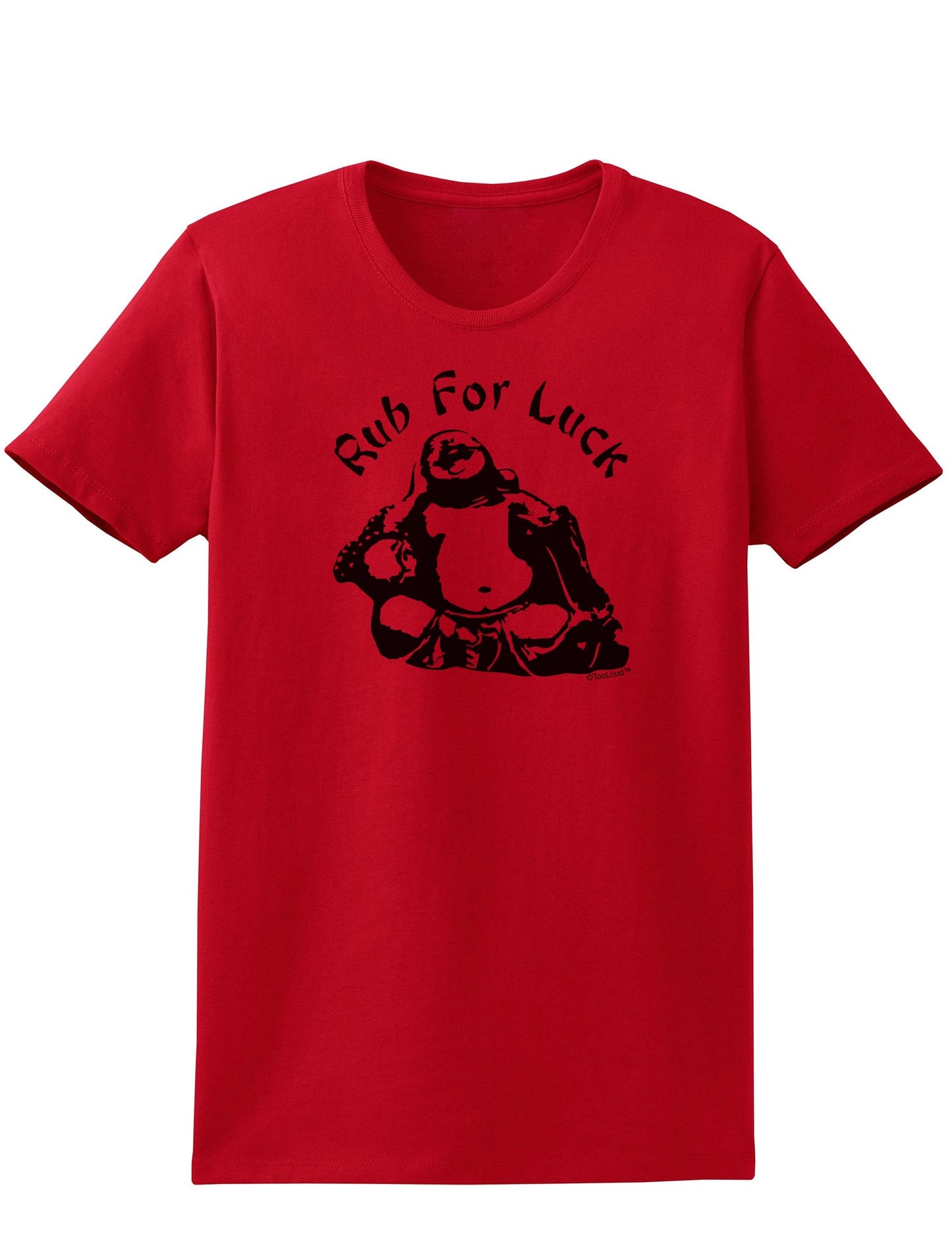 Rub For Luck Buddha Belly Ladies Adult Womens Funny T-Shirt-TooLoud-Red-Small-Davson Sales