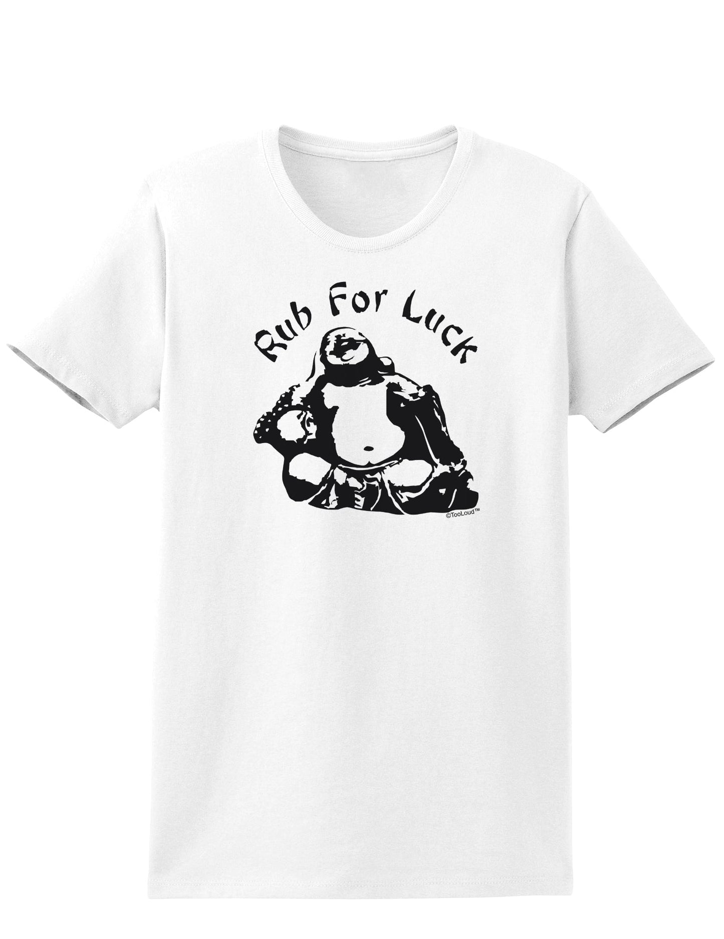Rub For Luck Buddha Belly Ladies Adult Womens Funny T-Shirt-TooLoud-White-Small-Davson Sales