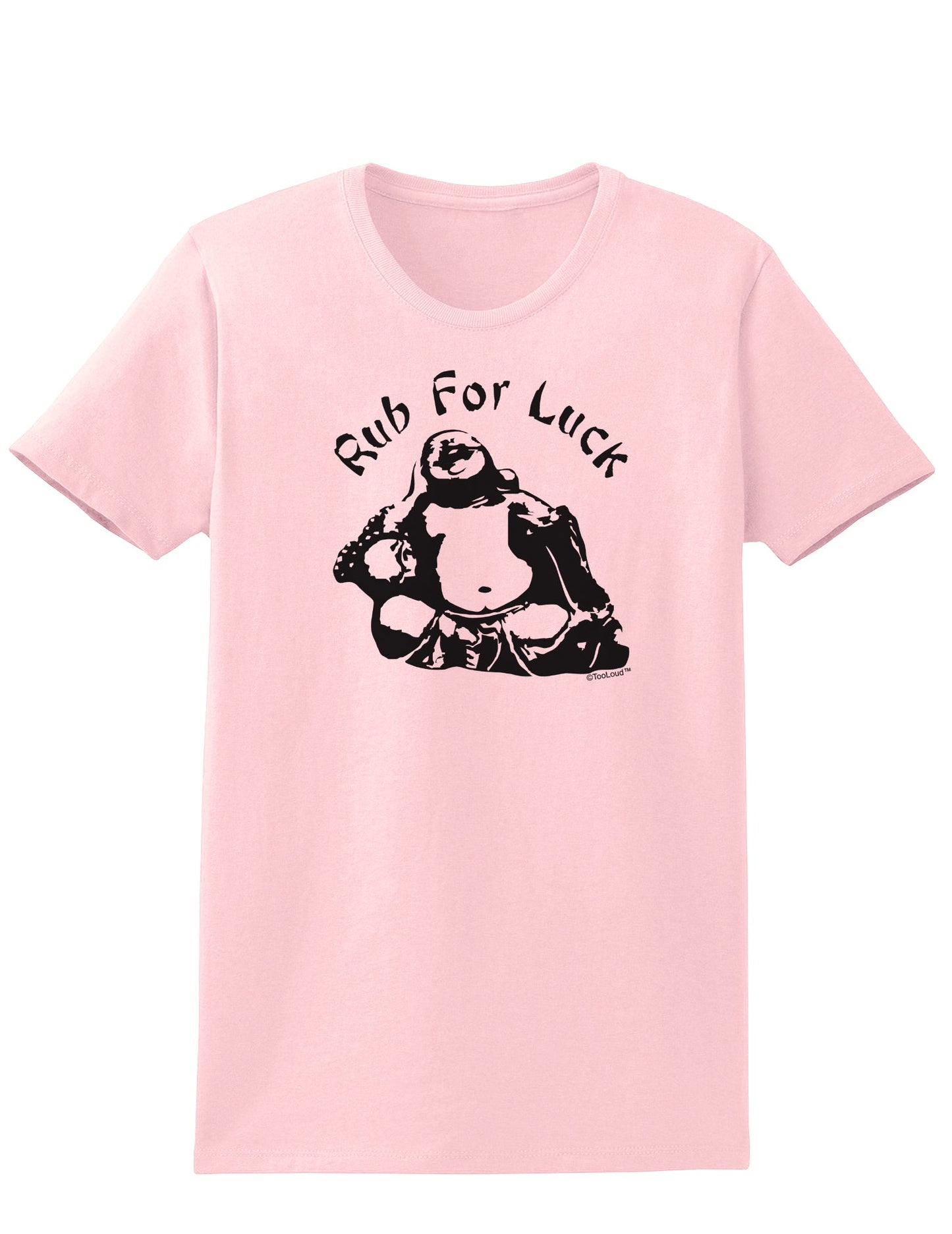 Rub For Luck Buddha Belly Ladies Adult Womens Funny T-Shirt-TooLoud-Pale Pink-Small-Davson Sales