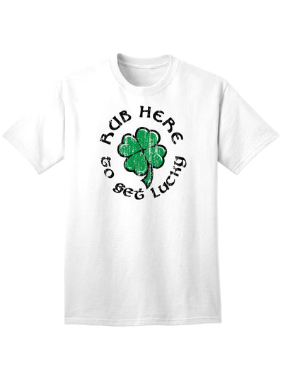 Rub Here to Get Lucky Adult Unisex St Patrick's Day T-Shirt-TooLoud-White-Small-Davson Sales