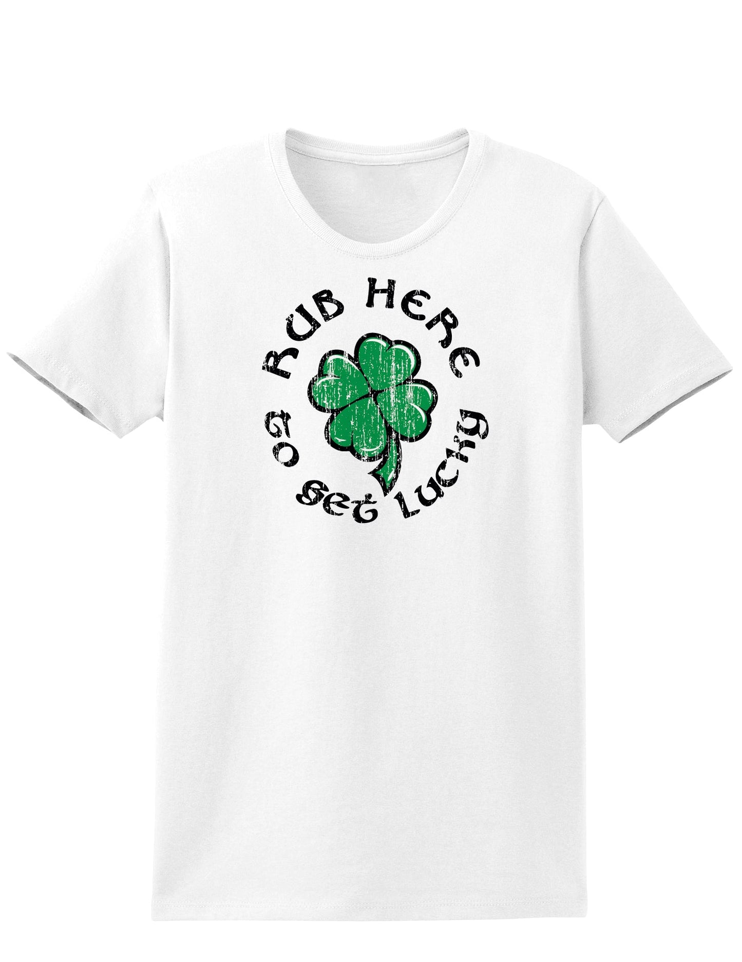 Rub Here to Get Lucky Adult Womens St. Patrick's Day T-Shirt-TooLoud-White-Small-Davson Sales