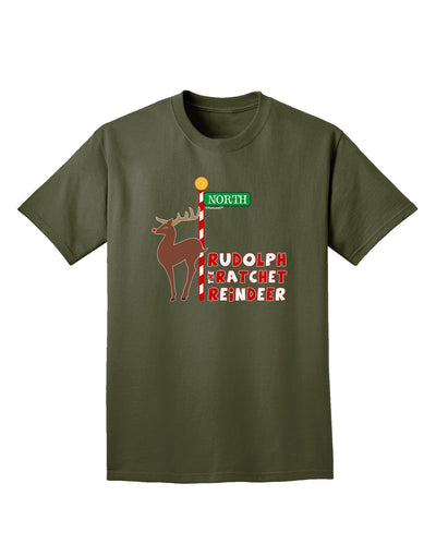 Rudolf Ratchet Reindeer Color Text Adult Dark T-Shirt-Mens T-Shirt-TooLoud-Military-Green-Small-Davson Sales