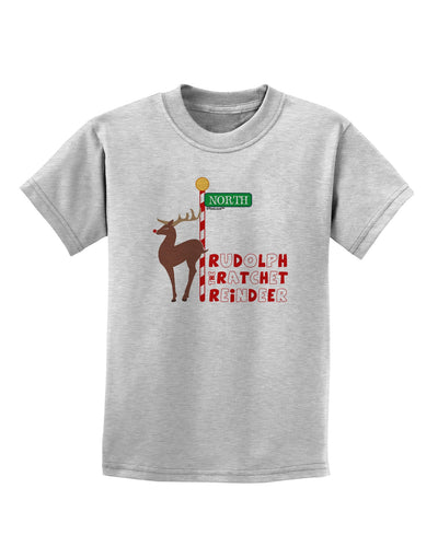 Rudolf Ratchet Reindeer Color Text Childrens T-Shirt-Childrens T-Shirt-TooLoud-AshGray-X-Small-Davson Sales