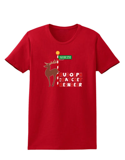 Rudolf Ratchet Reindeer Color Text Womens Dark T-Shirt-TooLoud-Red-X-Small-Davson Sales