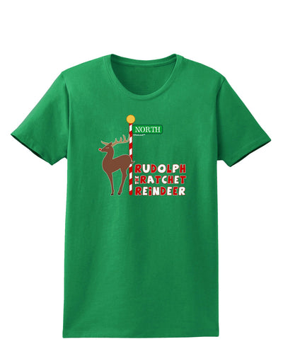 Rudolf Ratchet Reindeer Color Text Womens Dark T-Shirt-TooLoud-Kelly-Green-X-Small-Davson Sales