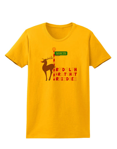 Rudolf Ratchet Reindeer Color Text Womens T-Shirt-Womens T-Shirt-TooLoud-Gold-X-Small-Davson Sales