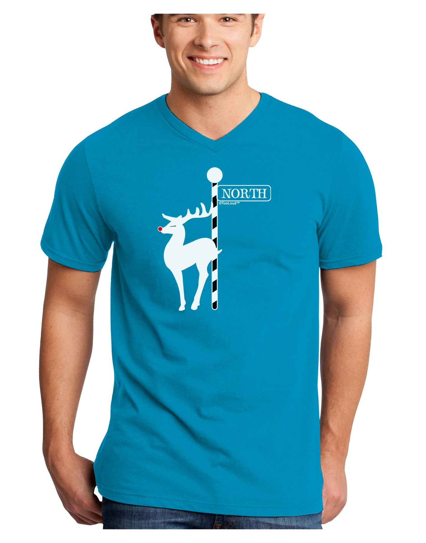 Rudolf the Ratchet Reindeer Adult Dark V-Neck T-Shirt-TooLoud-Turquoise-Small-Davson Sales