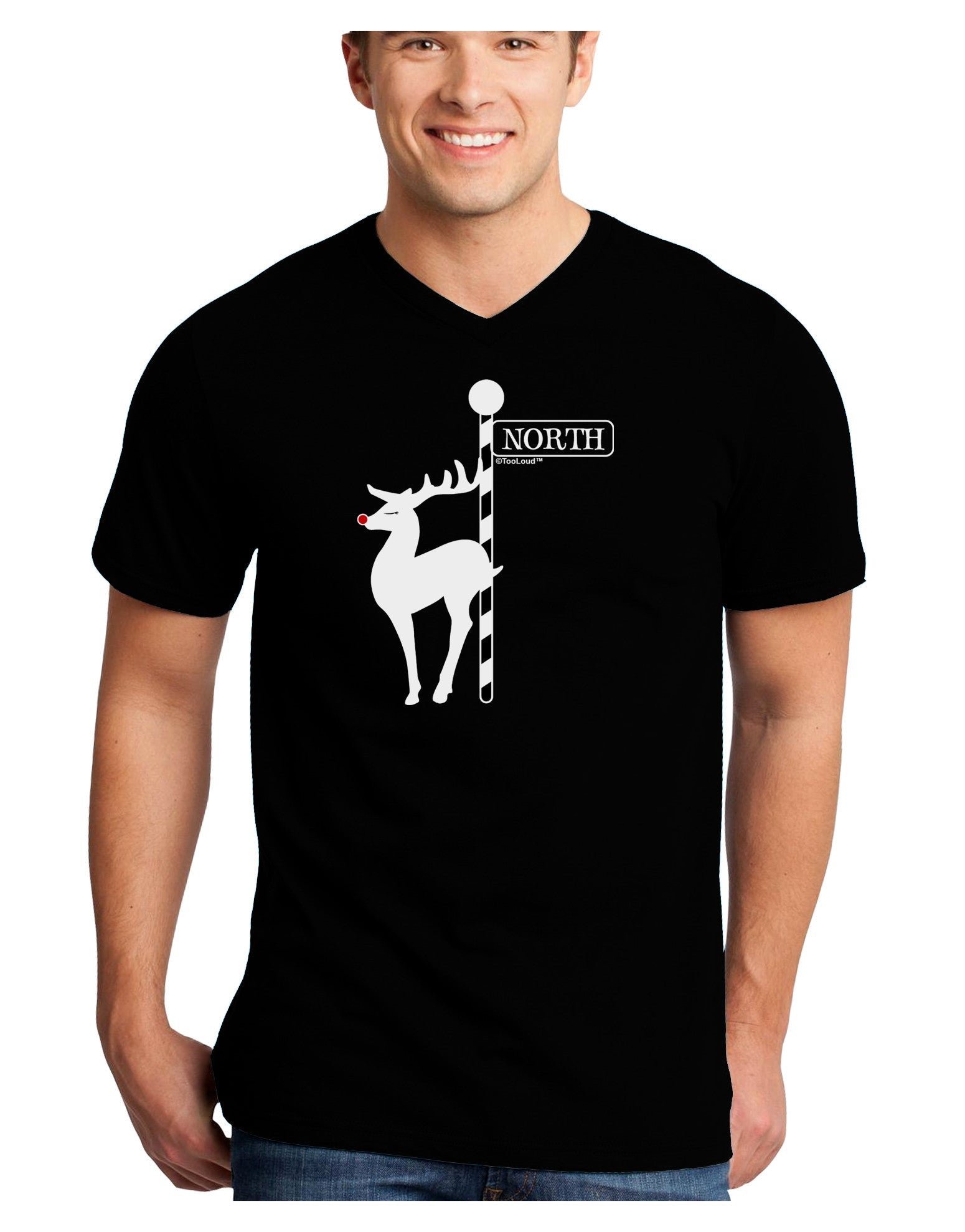 Rudolf the Ratchet Reindeer Adult Dark V-Neck T-Shirt-TooLoud-Black-Small-Davson Sales