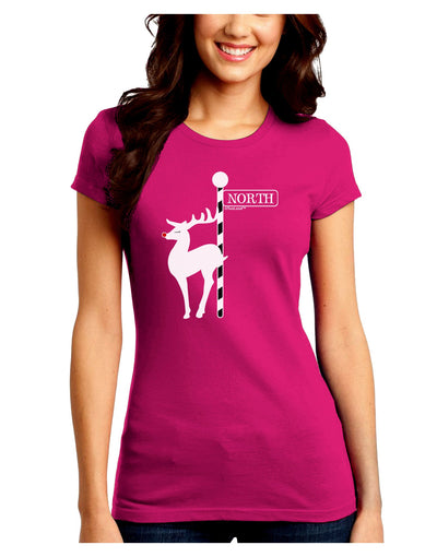 Rudolf the Ratchet Reindeer Juniors Crew Dark T-Shirt-T-Shirts Juniors Tops-TooLoud-Hot-Pink-Juniors Fitted Small-Davson Sales