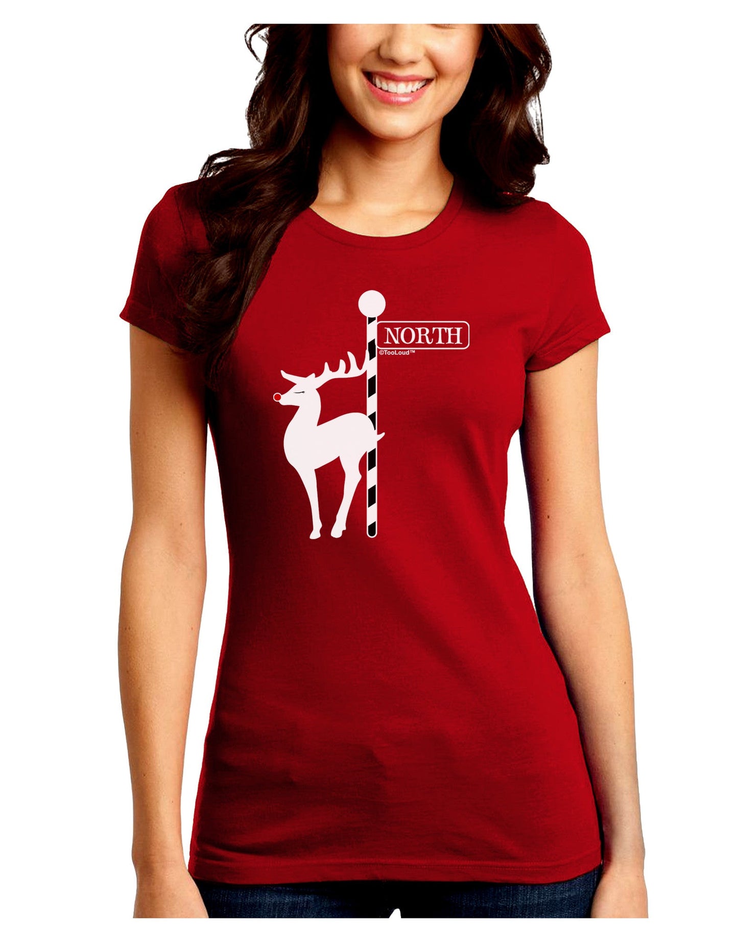 Rudolf the Ratchet Reindeer Juniors Crew Dark T-Shirt-T-Shirts Juniors Tops-TooLoud-Red-Juniors Fitted Small-Davson Sales
