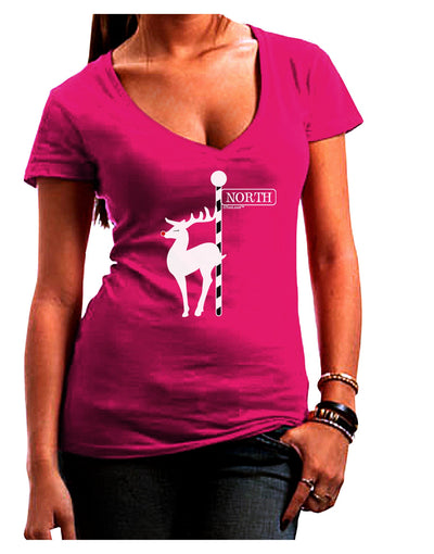 Rudolf the Ratchet Reindeer Juniors V-Neck Dark T-Shirt-Womens V-Neck T-Shirts-TooLoud-Hot-Pink-Juniors Fitted Small-Davson Sales