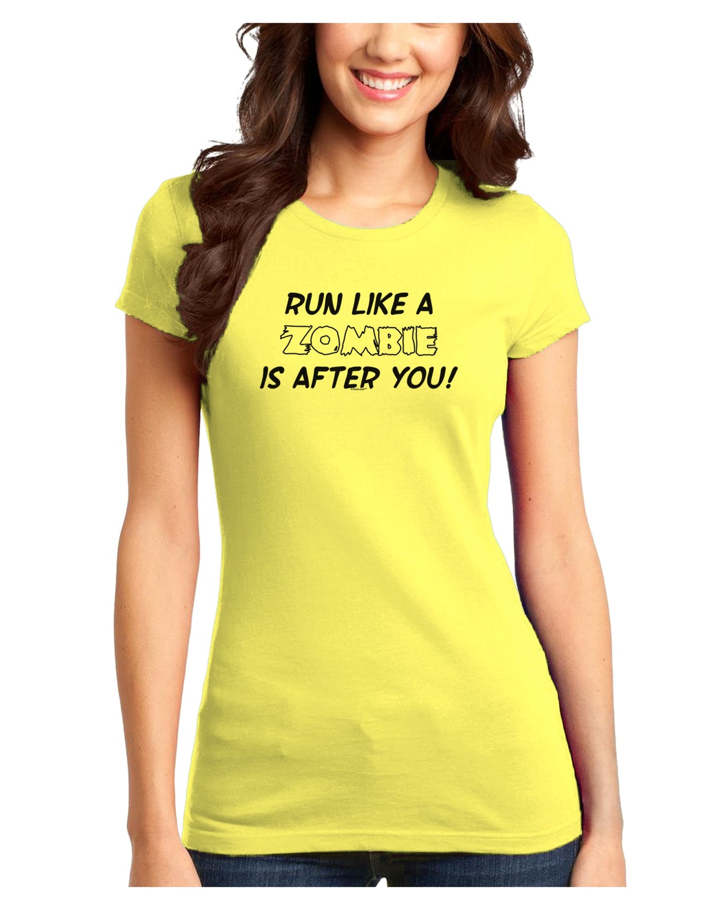 Run Like a Zombie Is After You Juniors T-Shirt-Womens Juniors T-Shirt-TooLoud-Yellow-Juniors Fitted XS-Davson Sales