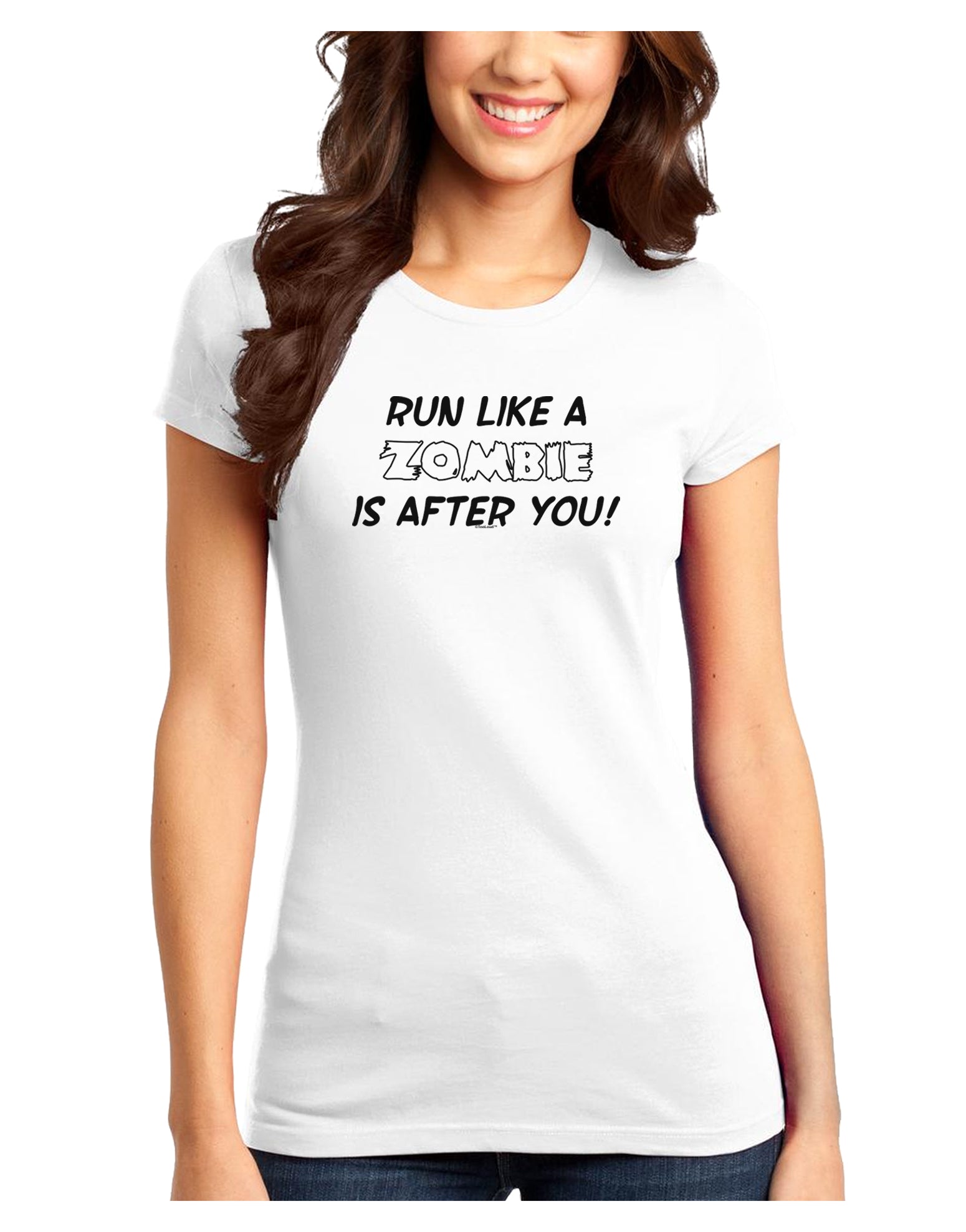 Run Like a Zombie Is After You Juniors T-Shirt-Womens Juniors T-Shirt-TooLoud-White-Juniors Fitted XS-Davson Sales