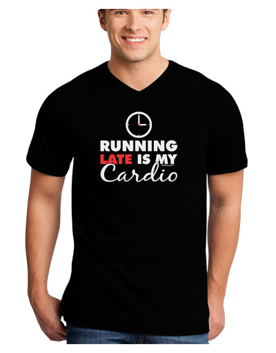 Running Late Is My Cardio Adult Dark V-Neck T-Shirt-TooLoud-Black-Small-Davson Sales