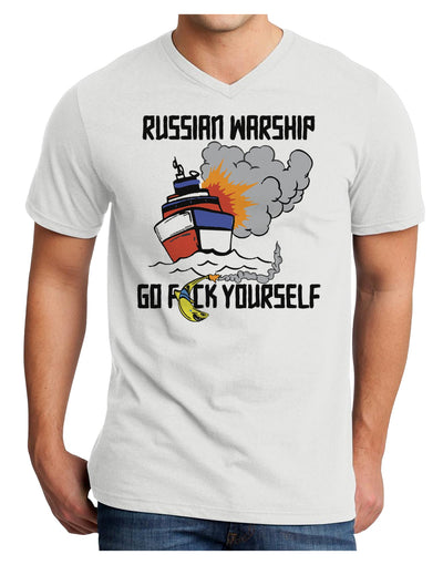 Russian Warship go F Yourself Adult V-Neck T-shirt-Mens T-Shirt-TooLoud-White-Small-Davson Sales