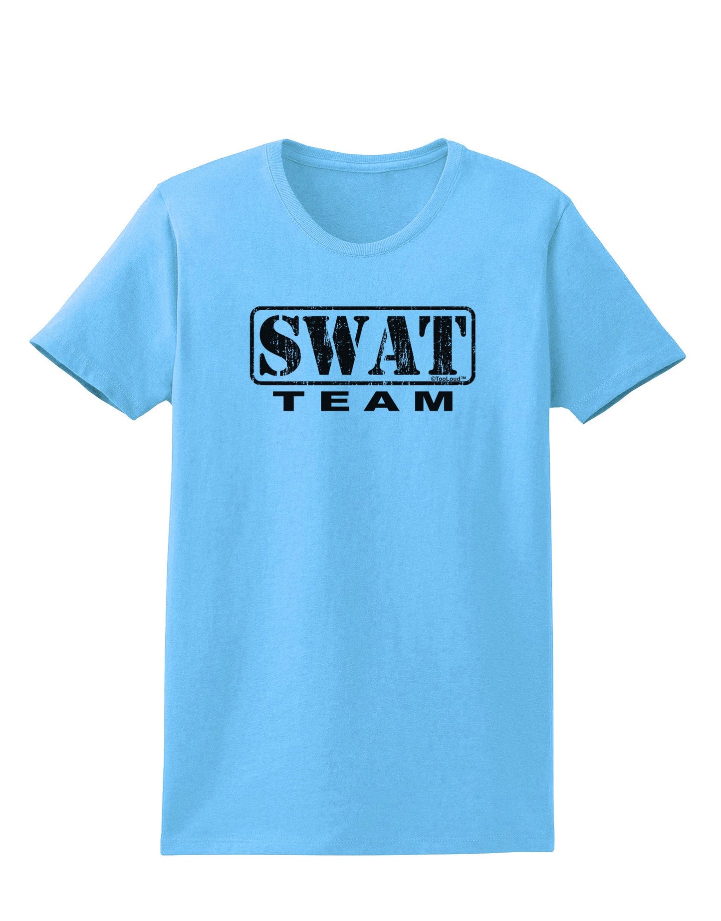 SWAT Team Logo - Distressed Womens T-Shirt-Womens T-Shirt-TooLoud-Aquatic-Blue-X-Small-Davson Sales