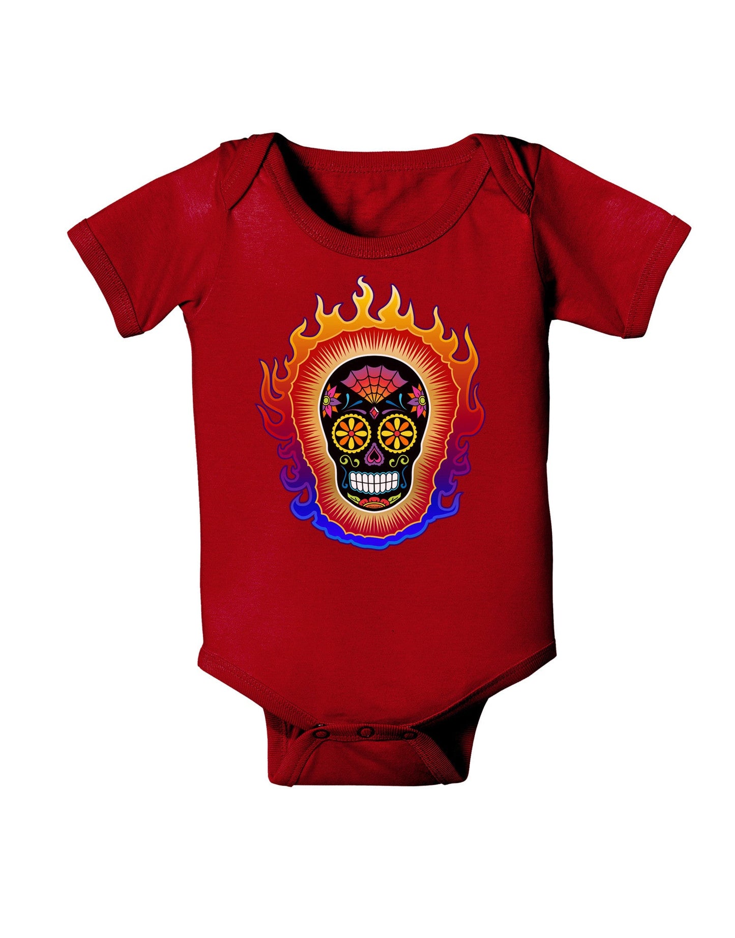 Sacred Calavera Day of the Dead Sugar Skull Baby Romper Bodysuit Dark-Baby Romper-TooLoud-Red-06-Months-Davson Sales