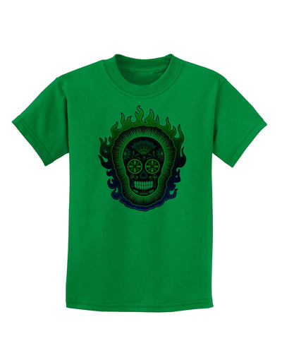 Sacred Calavera Day of the Dead Sugar Skull Childrens T-Shirt-Childrens T-Shirt-TooLoud-Kelly-Green-X-Small-Davson Sales