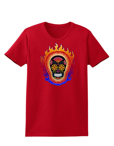 Sacred Calavera Day of the Dead Sugar Skull Womens Dark T-Shirt-TooLoud-Red-X-Small-Davson Sales