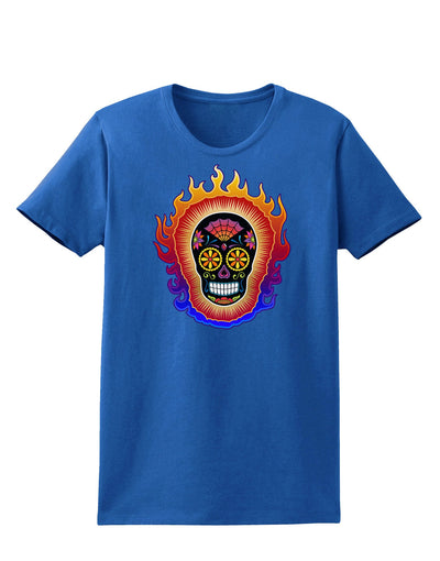 Sacred Calavera Day of the Dead Sugar Skull Womens Dark T-Shirt-TooLoud-Royal-Blue-X-Small-Davson Sales