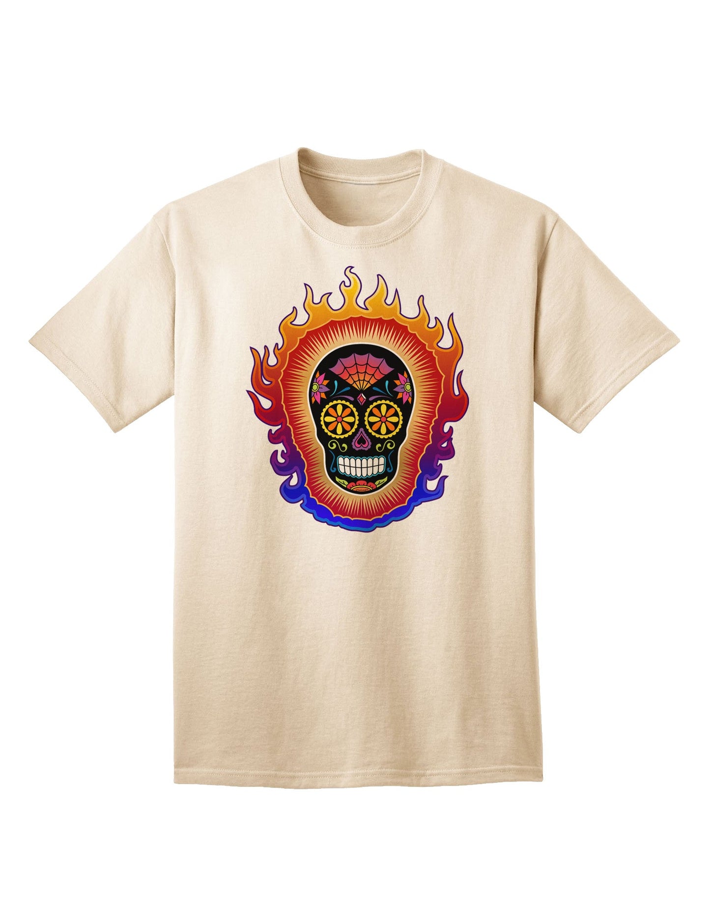 Sacred Calavera: Premium Day of the Dead Sugar Skull Adult T-Shirt - A Unique Expression of Artistic Style-Mens T-shirts-TooLoud-Natural-Small-Davson Sales