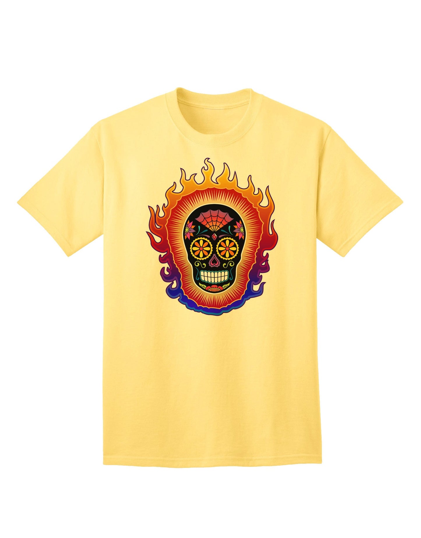 Sacred Calavera: Premium Day of the Dead Sugar Skull Adult T-Shirt - A Unique Expression of Artistic Style-Mens T-shirts-TooLoud-Yellow-Small-Davson Sales
