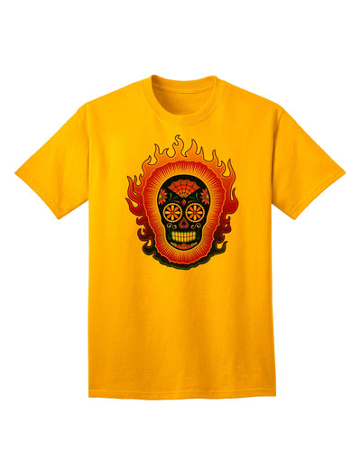 Sacred Calavera: Premium Day of the Dead Sugar Skull Adult T-Shirt - A Unique Expression of Artistic Style-Mens T-shirts-TooLoud-Gold-Small-Davson Sales