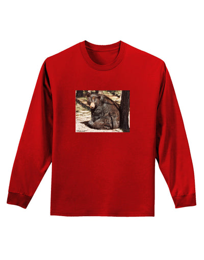 Sad Black Bear Adult Long Sleeve Dark T-Shirt-TooLoud-Red-Small-Davson Sales