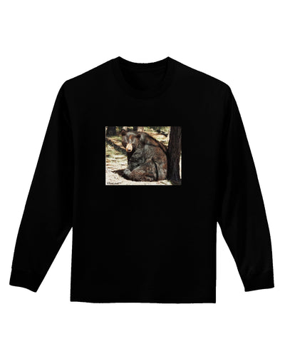 Sad Black Bear Adult Long Sleeve Dark T-Shirt-TooLoud-Black-Small-Davson Sales