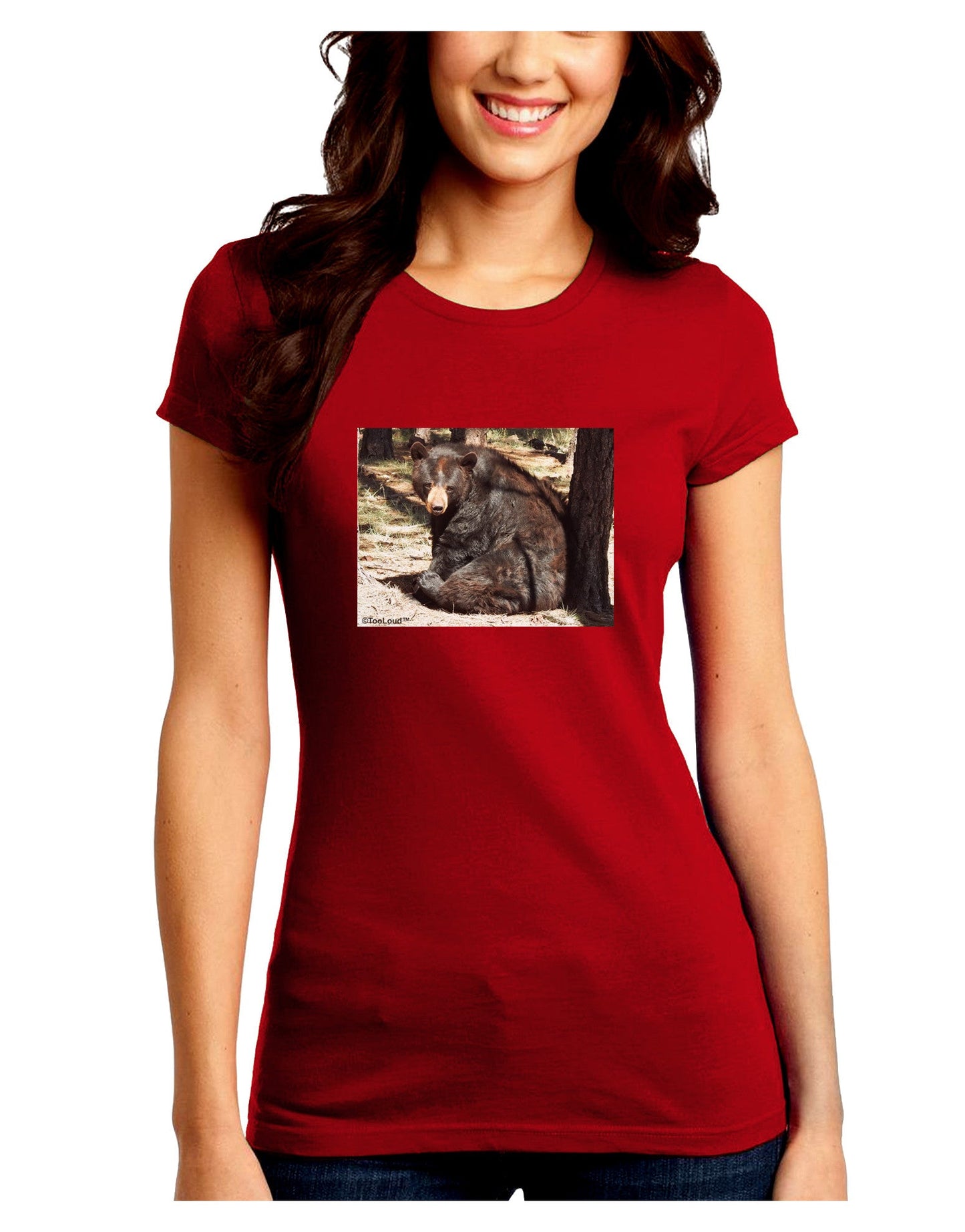 Sad Black Bear Juniors Petite Crew Dark T-Shirt-T-Shirts Juniors Tops-TooLoud-Red-Juniors Fitted Small-Davson Sales