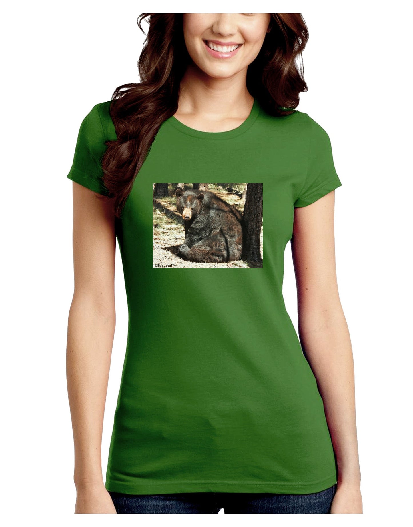 Sad Black Bear Juniors Petite Crew Dark T-Shirt-T-Shirts Juniors Tops-TooLoud-Kiwi-Green-Juniors Fitted Small-Davson Sales
