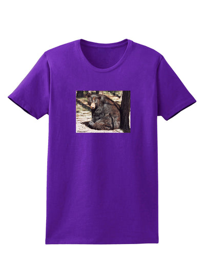 Sad Black Bear Womens Dark T-Shirt-TooLoud-Purple-X-Small-Davson Sales