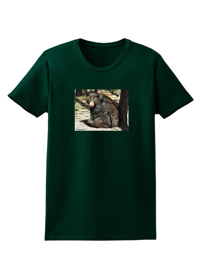 Sad Black Bear Womens Dark T-Shirt-TooLoud-Forest-Green-Small-Davson Sales