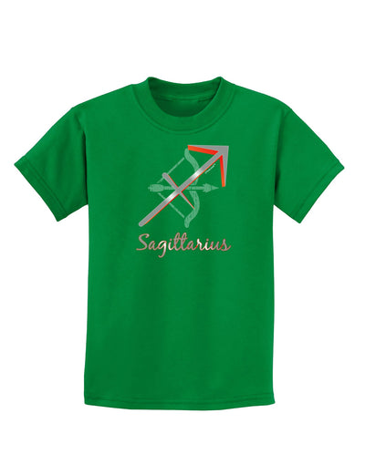 Sagittarius Symbol Childrens Dark T-Shirt-Childrens T-Shirt-TooLoud-Kelly-Green-X-Small-Davson Sales