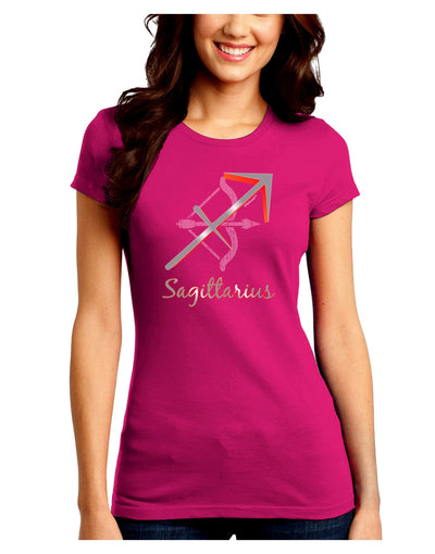 Sagittarius Symbol Juniors Petite Crew Dark T-Shirt-T-Shirts Juniors Tops-TooLoud-Hot-Pink-Juniors Fitted Small-Davson Sales