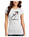 Sagittarius Symbol Juniors Petite T-Shirt-T-Shirts Juniors Tops-TooLoud-White-Juniors Fitted X-Small-Davson Sales