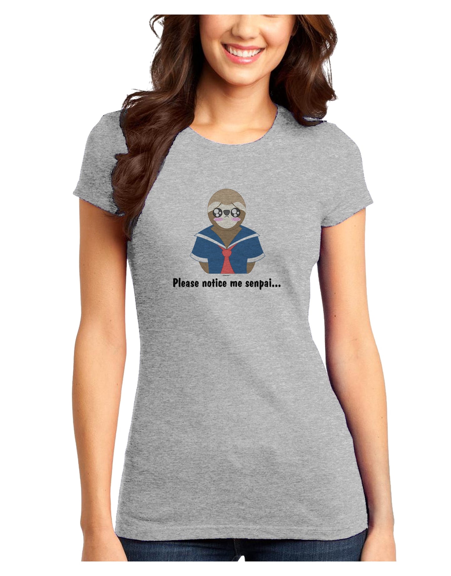 Sailor Sloth Juniors T-Shirt-Womens Juniors T-Shirt-TooLoud-Ash-Gray-Juniors Fitted XS-Davson Sales