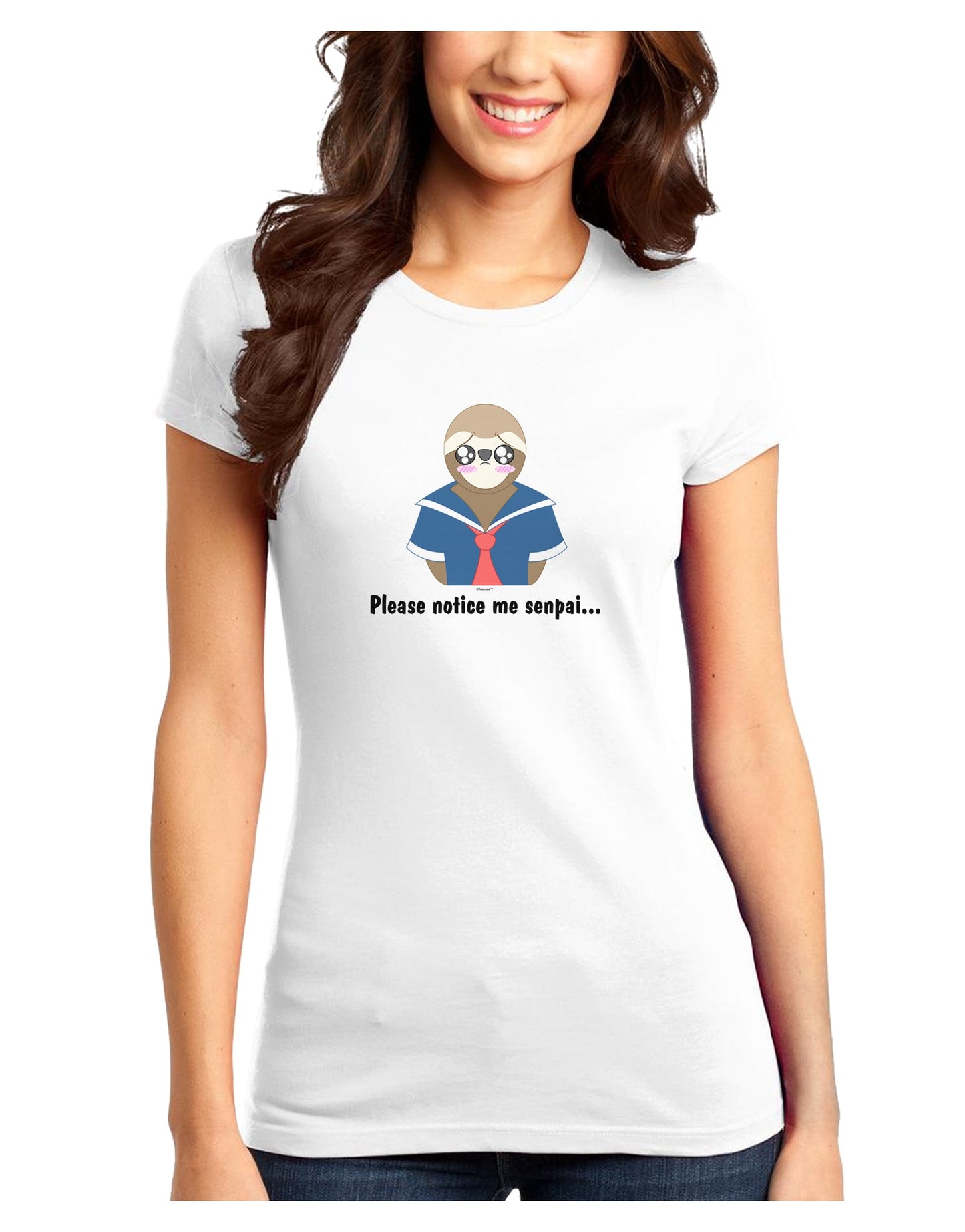 Sailor Sloth Juniors T-Shirt-Womens Juniors T-Shirt-TooLoud-White-Juniors Fitted XS-Davson Sales