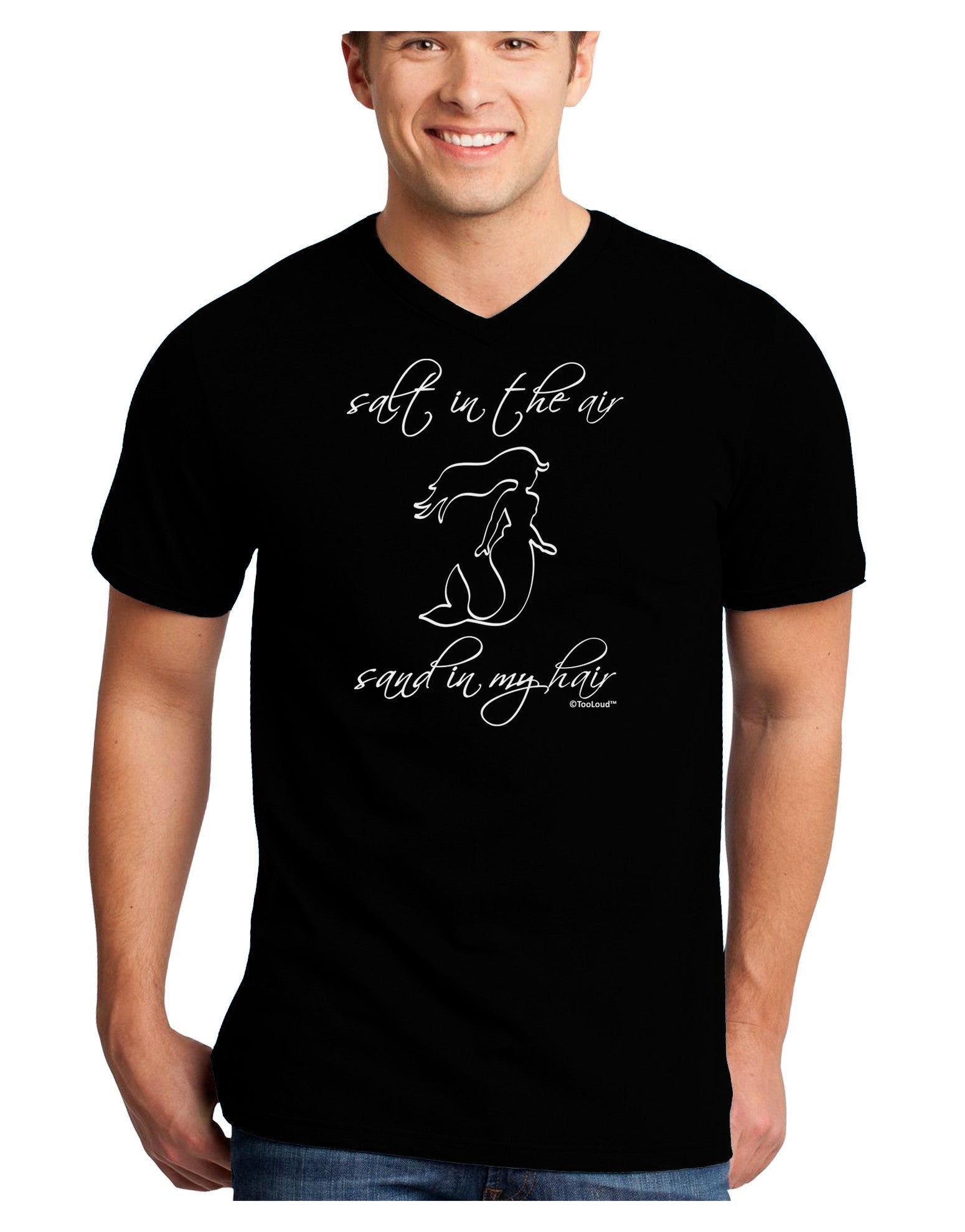 Salt in the Air Sand in My Hair - Mermaid Adult Dark V-Neck T-Shirt-TooLoud-Black-Small-Davson Sales