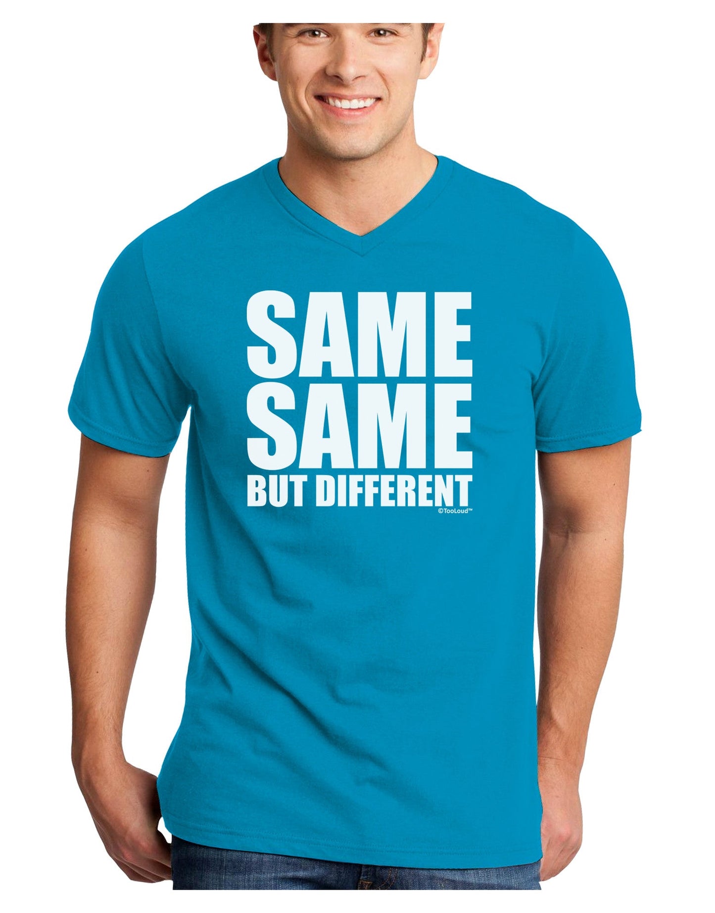 Same Same But Different Adult Dark V-Neck T-Shirt-Mens V-Neck T-Shirt-TooLoud-Turquoise-Small-Davson Sales